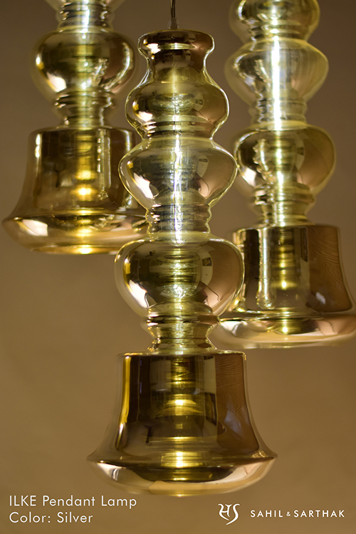 Silver Ilke Glass Pendant Lamp by Sahil & Sarthak